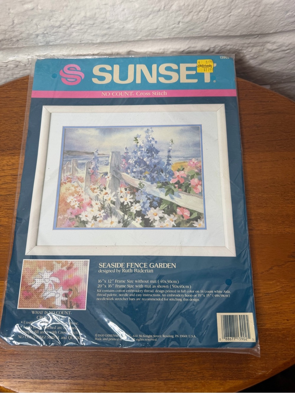 Sunset No Count Cross Stitch Seaside Fence Garden Floral 13902 NEW Coastal